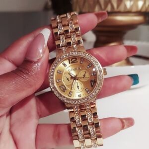 Gold bling watch